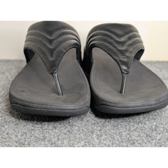 Fitflop Women's Walkstar Flip Flop Sandals Black Size 6 Stitched Leather - Picture 3 of 10